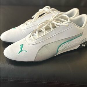 Puma White and Teal Men's Sneakers